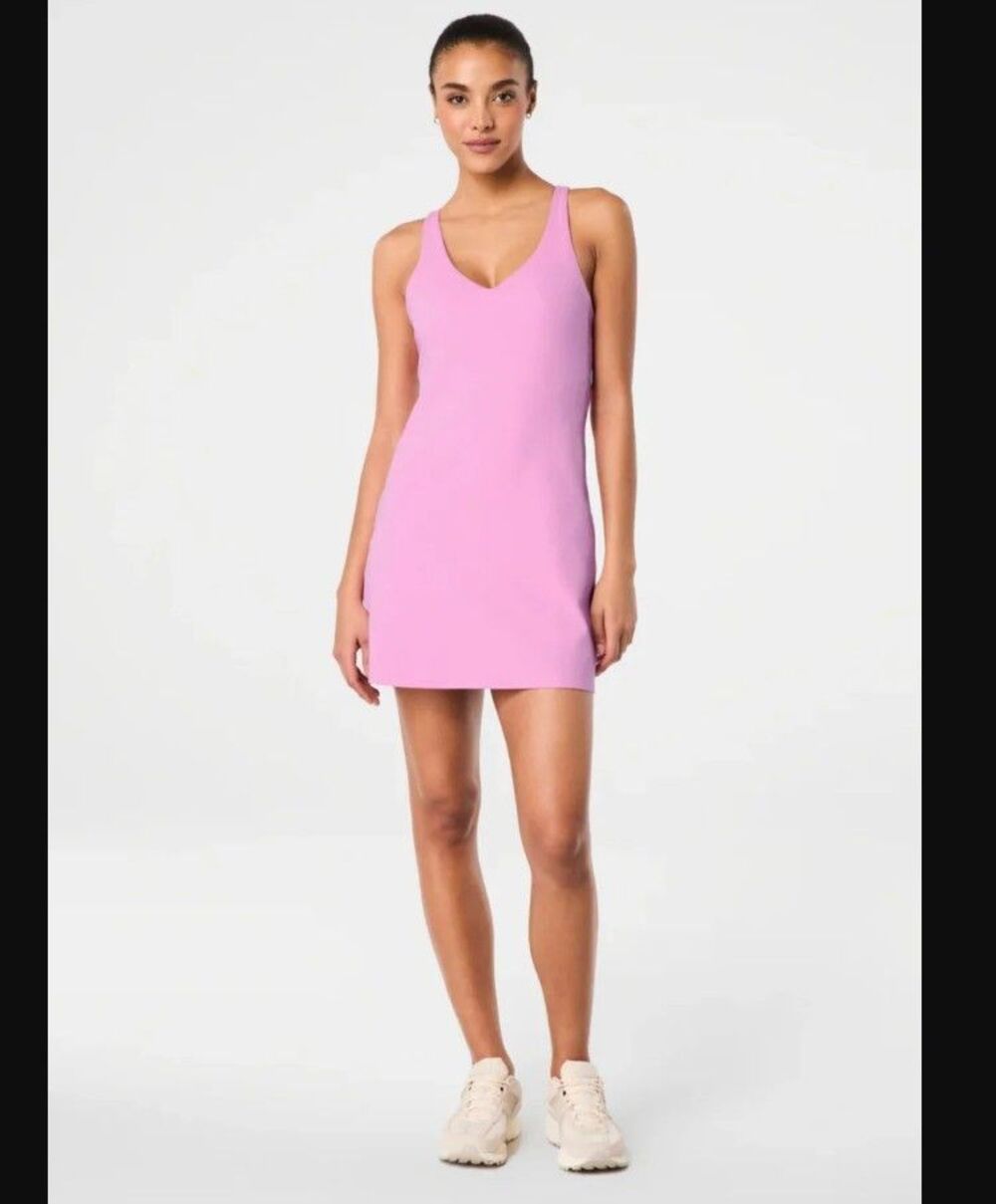 NWT SpanxShape Get Moving V Neck Dress with Booty Boost- Pink - Small